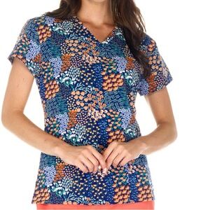 NWT Women’s XL Matilda Floral Print Scrubfinity PerformX Stretch Scrub Top